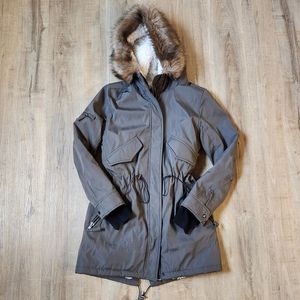 S 13 NYC Green Parka Winter Coat Sherpa lined Medium